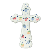 A picture of a Polish Pottery Cross, Large, 7.75" in "Mixed Berries" by Ceramika Artystyczna | A533-1449X as shown at PolishPotteryOutlet.com/products/large-cross-mixed-berries-a533-1449x