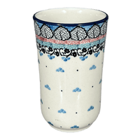 A picture of a Polish Pottery Tumbler, 12 oz in "Winter Aspen" by Ceramika Artystyczna | A076-1995X as shown at PolishPotteryOutlet.com/products/c-a-12-oz-tumbler-winter-aspen-a076-1995x