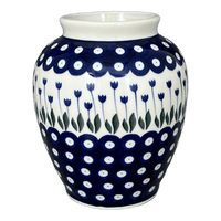 A picture of a Polish Pottery Vase, Tall, 6.5" in "Tulip Dot" by Ceramika Artystyczna | A345-377Z as shown at PolishPotteryOutlet.com/products/c-a-6-5-tall-vase-tulip-dot-a345-377z