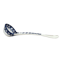 A picture of a Polish Pottery Ladle, Soup, 12" in "Peacock Dot" by Manufaktura | C020U-54K as shown at PolishPotteryOutlet.com/products/12-soup-ladle-peacock-dot-c020u-54k