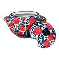 A picture of a Polish Pottery 3" Sugar Bowl (Strawberry Fields) | C003U-AS59 as shown at PolishPotteryOutlet.com/products/3-sugar-bowl-strawberry-fields-c003u-as59