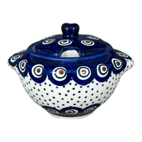 A picture of a Polish Pottery 3" Sugar Bowl (Peacock Dot) | C003U-54K as shown at PolishPotteryOutlet.com/products/3-sugar-bowl-peacock-dot-c003u-54k