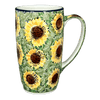 Polish Pottery Mug, 14 oz in "Sunflower Field" by Ceramika Artystyczna | AC52-U4737 at PolishPotteryOutlet.com