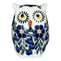 A picture of a Polish Pottery Figurine, Owl, 3" Small, WR (WR40J) in "Modern Blue Cascade" by W.R. Ceramika | WR40J-GP1 as shown at PolishPotteryOutlet.com/products/wr-3-small-owl-figurine-modern-blue-cascade-wr40j-gp1