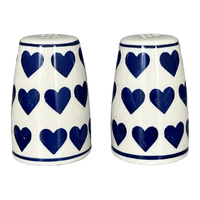 A picture of a Polish Pottery 3.75" Salt and Pepper (Whole Hearted) | S086T-SEDU as shown at PolishPotteryOutlet.com/products/3-75-salt-and-pepper-whole-hearted-s086t-sedu