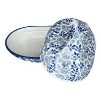 A picture of a Polish Pottery Fancy Butter Dish (English Blue) | M077U-AS53 as shown at PolishPotteryOutlet.com/products/7-x-5-fancy-butter-dish-english-blue-m077u-as53