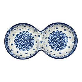 Polish Pottery Bowl, Round, Double, Serving, 9" in "Starry Sea" by Ceramika Artystyczna | A942-454C Additional Image at PolishPotteryOutlet.com