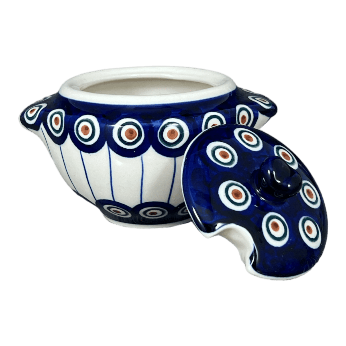 Bowl, Round, Sugar Bowl, 3" in "Peacock in Line" by Manufaktura | C003T-54A