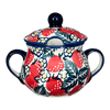 Polish Pottery 3.5" Traditional Sugar Bowl (Strawberry Fields) | C015U-AS59 at PolishPotteryOutlet.com