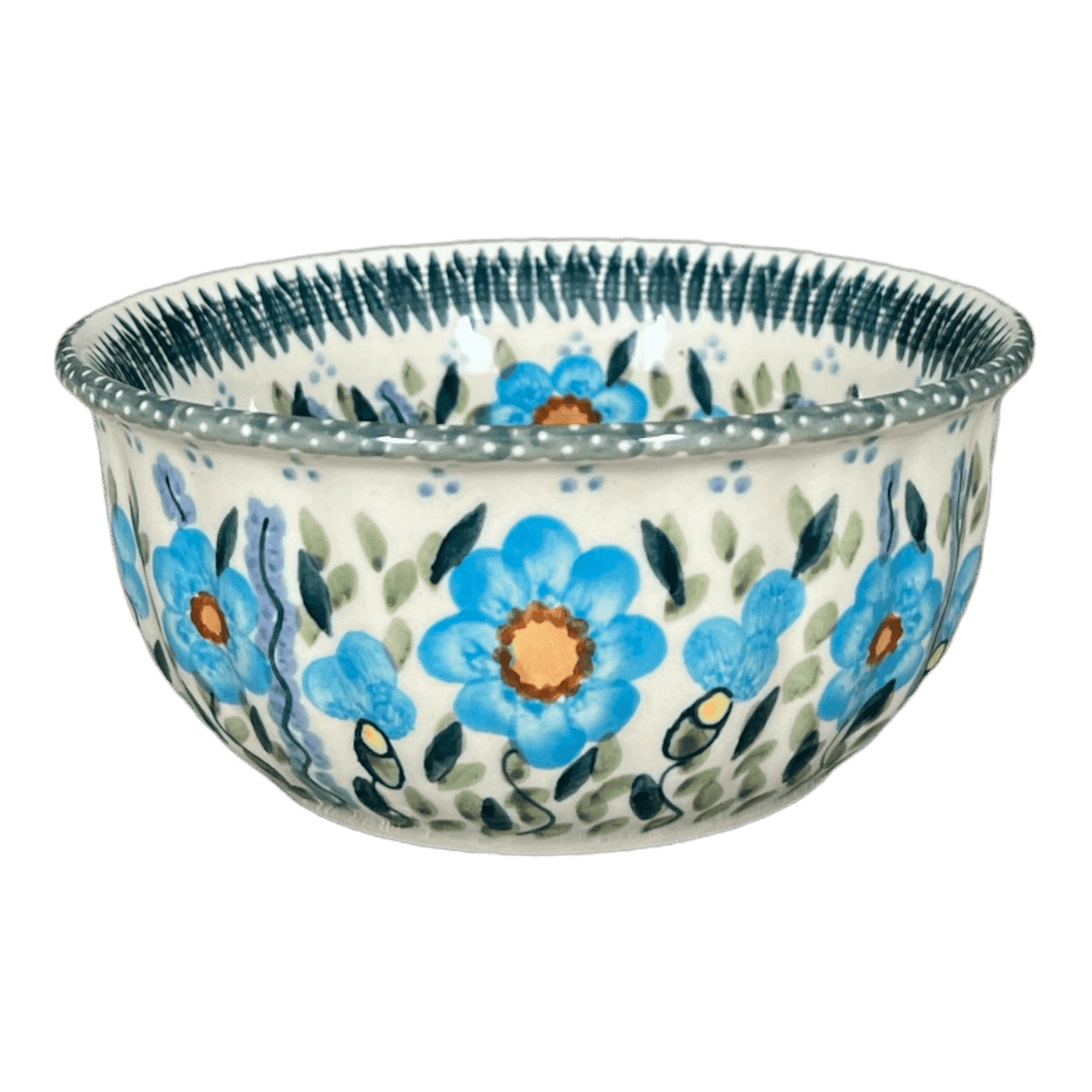 Bowl, Round, 6.5" in "Baby Blue Blossoms" by Manufaktura | M084S-JS49