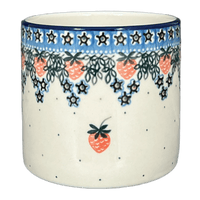 A picture of a Polish Pottery Flower Pot, 4.75" in "Strawberry Patch" by Ceramika Artystyczna | A361-721X as shown at PolishPotteryOutlet.com/products/c-a-4-75-flower-pot-strawberry-patch-a361-721x