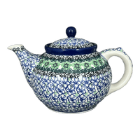 A picture of a Polish Pottery Teapot, 40 oz in "Ring of Green" by Ceramika Artystyczna | A060-1479X as shown at PolishPotteryOutlet.com/products/c-a-40-oz-teapot-ring-of-green-a060-1479x