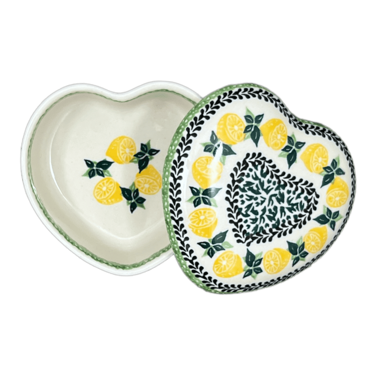 Heart Box, 4.5" in "Lemons and Leaves" by Ceramika Artystyczna | A143-2749X