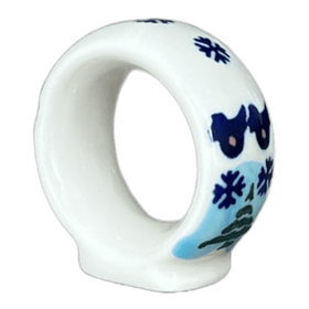 Polish Pottery Napkin Ring, 2", WR (WR18B) in "Frosty & Friend" by W.R. Ceramika | WR18B-WR11 Additional Image at PolishPotteryOutlet.com