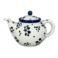 A picture of a Polish Pottery CA 40 oz. Teapot (Cowabunga - Blue Rim) | A060-2417X as shown at PolishPotteryOutlet.com/products/c-a-40-oz-teapot-cowabunga-blue-rim-a060-2417x