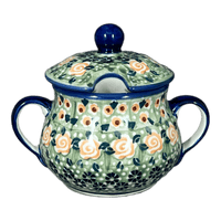 A picture of a Polish Pottery Bowl, Round, Sugar Bowl, 3.5" in "Perennial Garden" by Manufaktura | C015S-LM as shown at PolishPotteryOutlet.com/products/the-traditional-sugar-bowl-perennial-garden