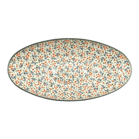 Bowl, Oblong, Serving, Large, 15.75" x 8.25" in "Peach Blossoms - Solid Rim" by Manufaktura | M168S-AS46A