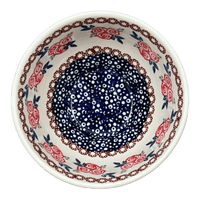 A picture of a Polish Pottery Bowl, Round, Fancy, 5.5" in "Parade of Roses" by Manufaktura | C018T-MCR1 as shown at PolishPotteryOutlet.com/products/5-5-fancy-bowl-parade-of-roses-c018t-mcr1