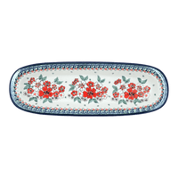 A picture of a Polish Pottery Zaklady 17.5" x 6" Oval Platter (Cosmic Cosmos) | Y1430A-ART326 as shown at PolishPotteryOutlet.com/products/17-5-x-6-oval-platter-cosmic-cosmos-y1430a-art326