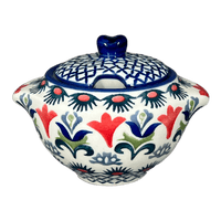 A picture of a Polish Pottery 3" Sugar Bowl (Scandinavian Scarlet) | C003U-P295 as shown at PolishPotteryOutlet.com/products/3-sugar-bowl-scandinavian-scarlet-c003u-p295