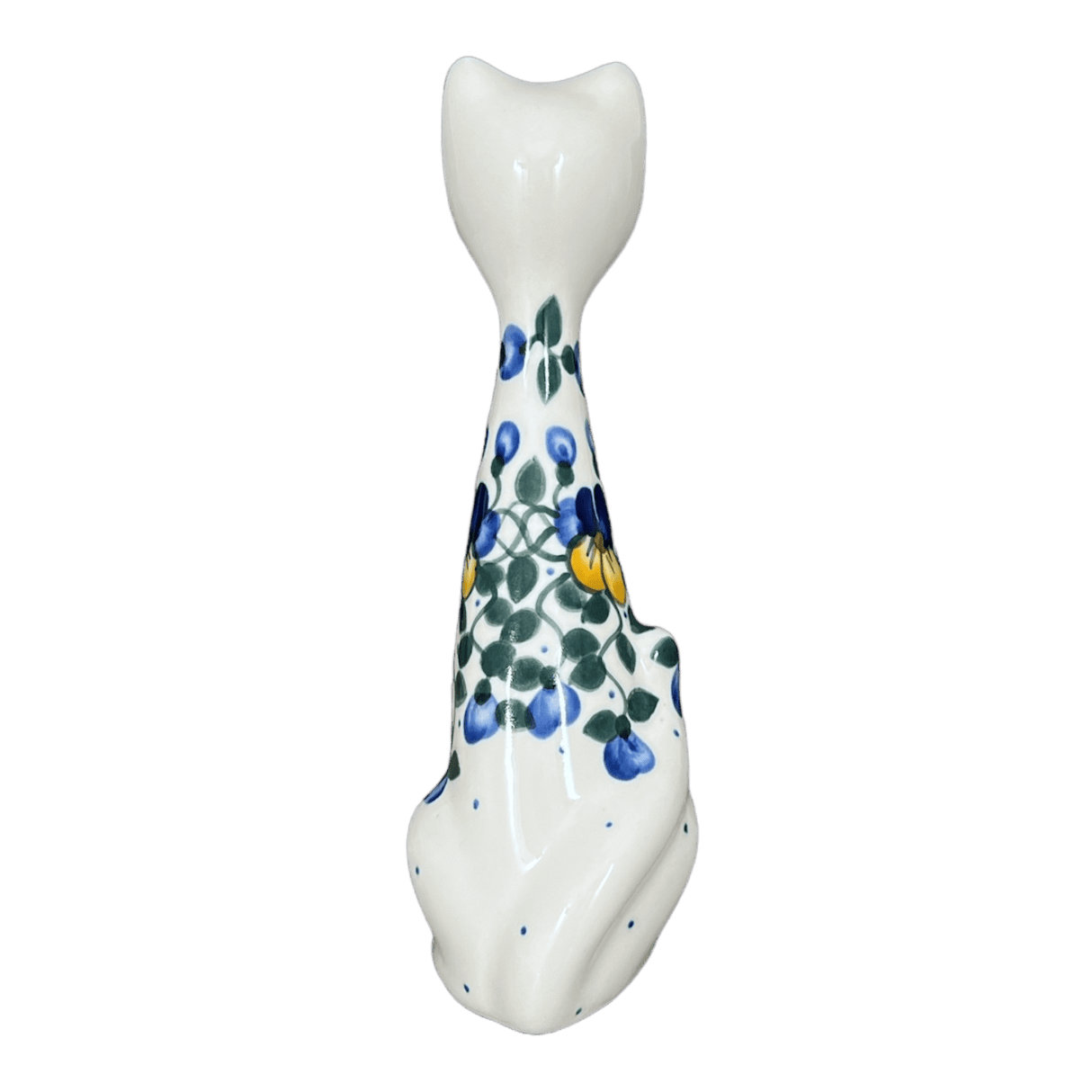 Figurine, Tall Cat, 8", WR (WR40B) in "Pansy Wreath" by W.R. Ceramika | WR40B-EZ2