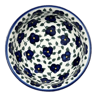 A picture of a Polish Pottery Bowl, Round, 7.75", WR (WR12D) in "Pansy Storm" by W.R. Ceramika | WR12D-EZ3 as shown at PolishPotteryOutlet.com/products/7-75-bowl-pansy-storm-wr12d-ez3