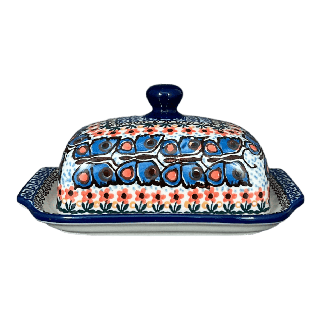 Butter Dish, 7" x 5.5" in "Butterfly Parade" by Ceramika Artystyczna | A295-U1493