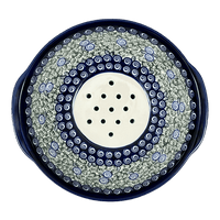 A picture of a Polish Pottery Zaklady 10" Colander (Spring Swirl) | Y1183A-A1073A as shown at PolishPotteryOutlet.com/products/10-colander-spring-swirl-y1183a-a1073a