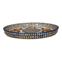 A picture of a Polish Pottery Tray, Round, 10.25" in "Bouquet in a Basket" by Manufaktura | T153S-JZK as shown at PolishPotteryOutlet.com/products/round-tray-bouquet-in-a-basket-t153s-jzk