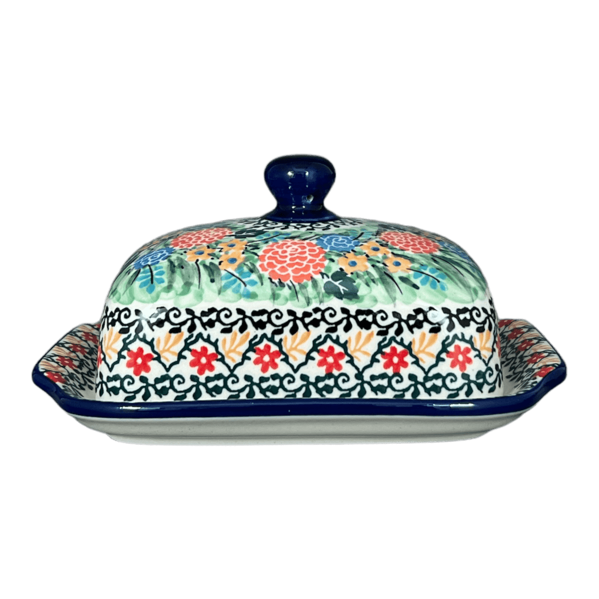 Butter Dish, 7" x 5.5" in "Garden Trellis" by Ceramika Artystyczna | A295-U2123