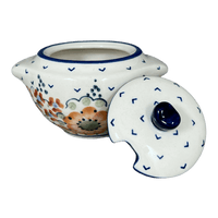 A picture of a Polish Pottery 3" Sugar Bowl (Autumn Harvest) | C003S-LB as shown at PolishPotteryOutlet.com/products/3-sugar-bowl-autumn-harvest-c003s-lb