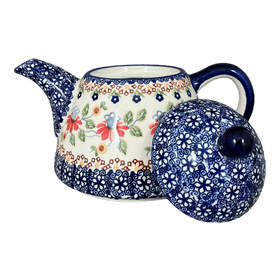 Polish Pottery 0.9 Liter Teapot (Mediterranean Blossoms) | C005S-P274 Additional Image at PolishPotteryOutlet.com