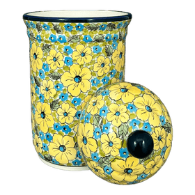 Polish Pottery Zaklady 2 Liter Container (Sunny Meadow) | Y1244-ART332 Additional Image at PolishPotteryOutlet.com