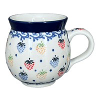 A picture of a Polish Pottery Mug, Belly, 12 oz Medium in "Mixed Berries" by Ceramika Artystyczna | A070-1449X as shown at PolishPotteryOutlet.com/products/c-a-12-oz-belly-mug-mixed-berries-a070-1449x