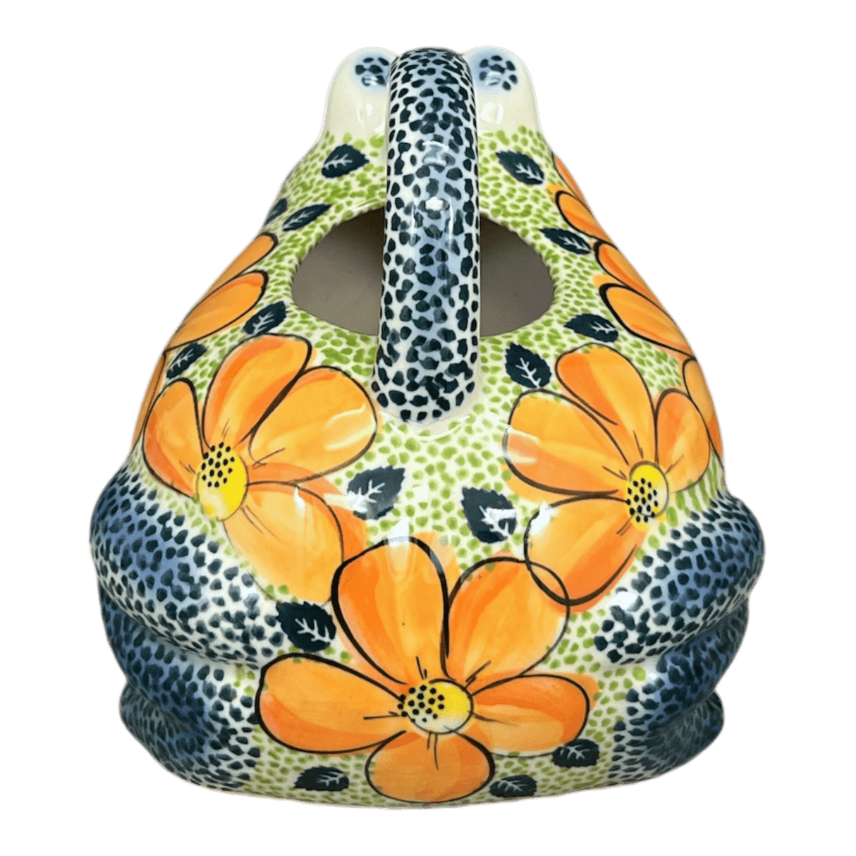 Frog Watering Can, 40 oz in "Orange Daisy" by Galia | GZW23-AP