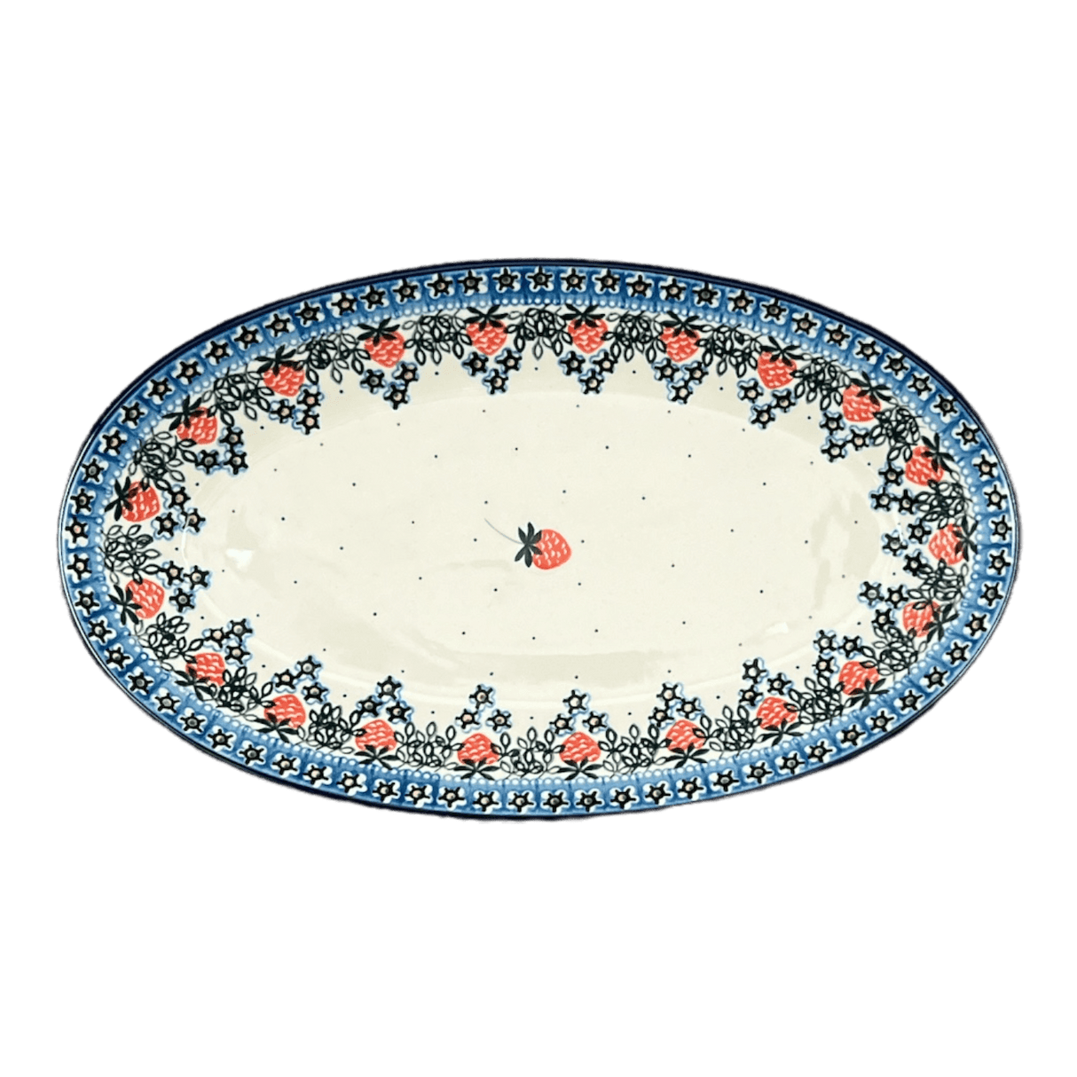 Platter, Oval, 14.75" x 8.5" in "Strawberry Patch" by Ceramika Artystyczna | A205-721X