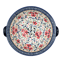 A picture of a Polish Pottery Berry Bowl (Ruby Bouquet) | D038S-DPCS as shown at PolishPotteryOutlet.com/products/9-75-berry-bowl-ruby-bouquet-d038s-dpcs