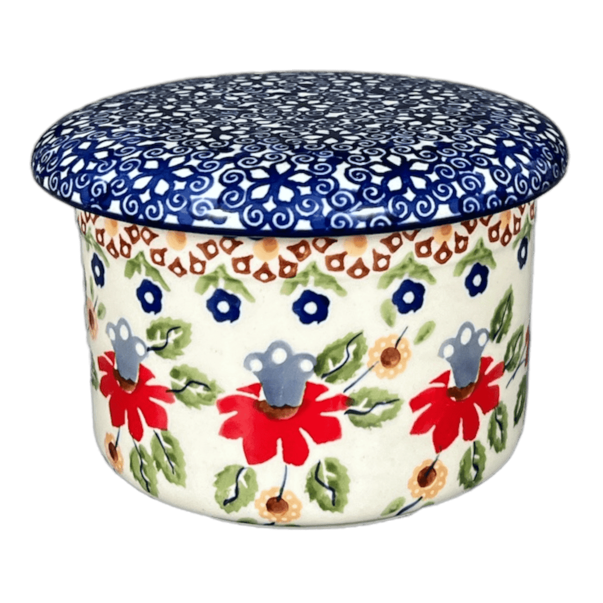 Butter Crock, 4.5" in "Mediterranean Blossoms" by Manufaktura | M136S-P274