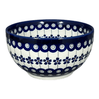 A picture of a Polish Pottery Zaklady Deep 6.25" Bowl (Petite Floral Peacock) | Y1755A-A166A as shown at PolishPotteryOutlet.com/products/6-25-bowl-floral-peacock-y1755a-a166a