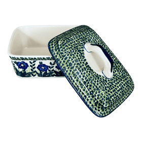 Polish Pottery Butter Box (Bouncing Blue Blossoms) | M078U-IM03 Additional Image at PolishPotteryOutlet.com