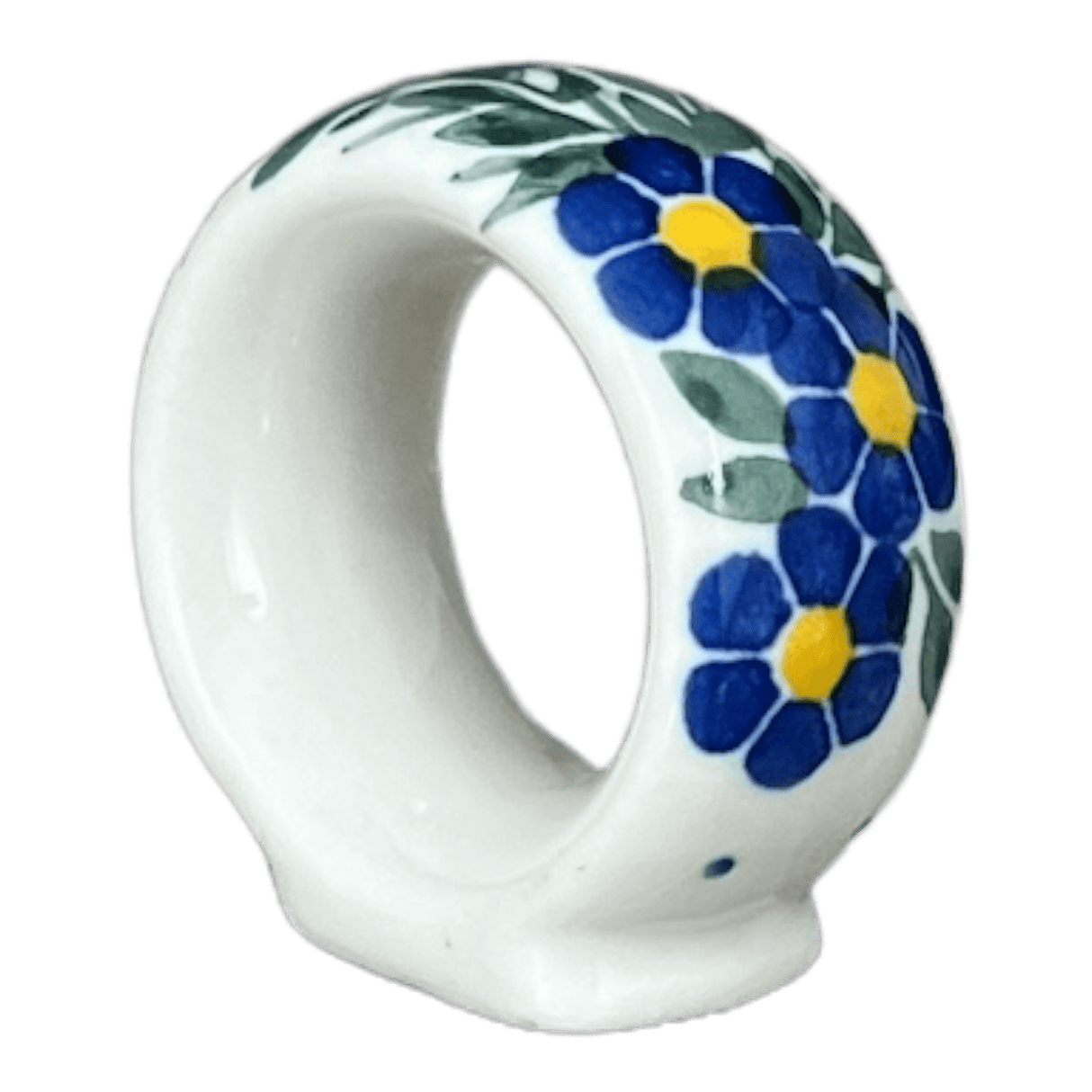 Napkin Ring, 2", WR (WR18B) in "Delphinium Spray" by W.R. Ceramika | WR18B-BW3