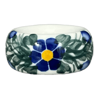 A picture of a Polish Pottery Napkin Ring, 2", WR (WR18B) in "Modern Blue Cascade" by W.R. Ceramika | WR18B-GP1 as shown at PolishPotteryOutlet.com/products/2-napkin-ring-modern-blue-cascade-wr18b-gp1