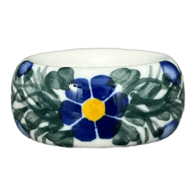 Polish Pottery Napkin Ring, 2", WR (WR18B) in "Modern Blue Cascade" by W.R. Ceramika | WR18B-GP1 Additional Image at PolishPotteryOutlet.com