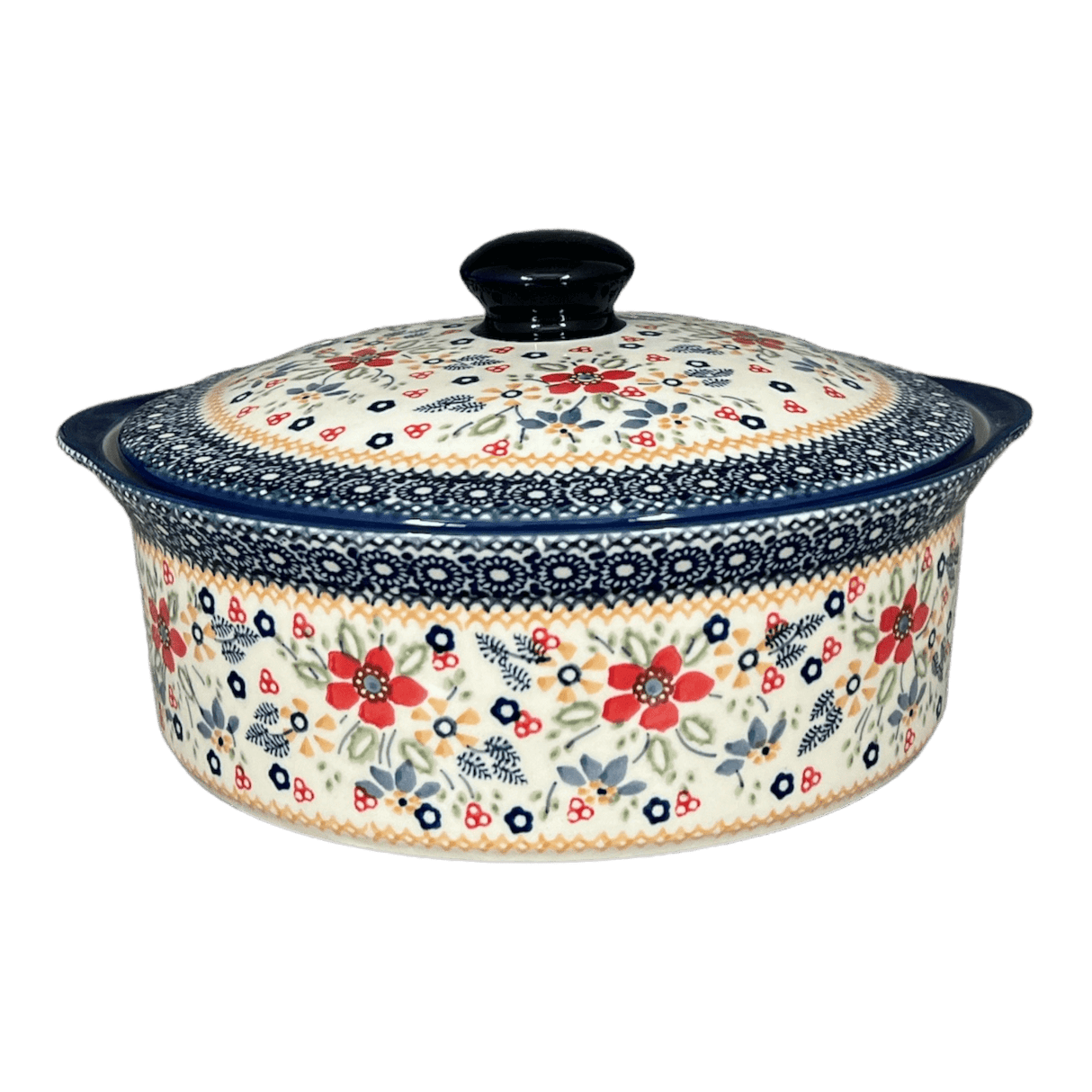 Baker, Round, with Lid, Deep, 8" in "Ruby Bouquet" by Manufaktura | Z128S-DPCS