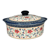 Polish Pottery 8" Deep Round Baker with Lid (Ruby Bouquet) | Z128S-DPCS at PolishPotteryOutlet.com