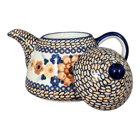 Polish Pottery 0.9 Liter Teapot (Bouquet in a Basket) | C005S-JZK Additional Image at PolishPotteryOutlet.com