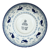 A picture of a Polish Pottery Bowl, Round, Kitchen, 7.75" in "Koi Pond" by Ceramika Artystyczna | A057-2372X as shown at PolishPotteryOutlet.com/products/7-75-bowl-koi-pond-a057-2372x