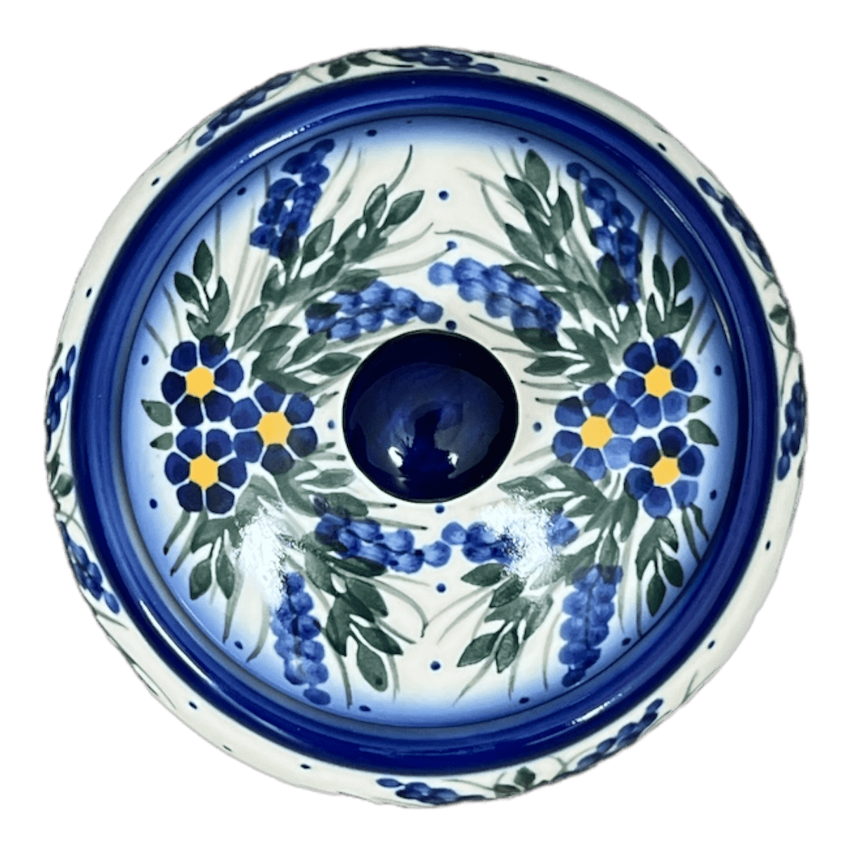 Container, Round, Covered, 5" x 4", WR (WR31I) in "Delphinium Spray" by W.R. Ceramika | WR31I-BW3
