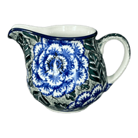 A picture of a Polish Pottery CA 10 oz. Creamer (Blue Dahlia) | A341-U1473 as shown at PolishPotteryOutlet.com/products/c-a-10-oz-creamer-blue-dahlia-a341-u1473