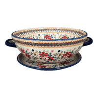 A picture of a Polish Pottery Berry Bowl (Ruby Duet) | D038S-DPLC as shown at PolishPotteryOutlet.com/products/9-75-berry-bowl-ruby-duet-d038s-dplc
